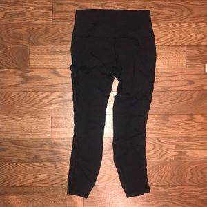 Lululemon crop leggings with mesh along legs